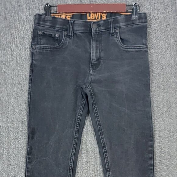 Levis 510 Jeans Boys 16 Regular 28x29* Black Skinny Elastic Adjustable Waist - Picture 2 of 13